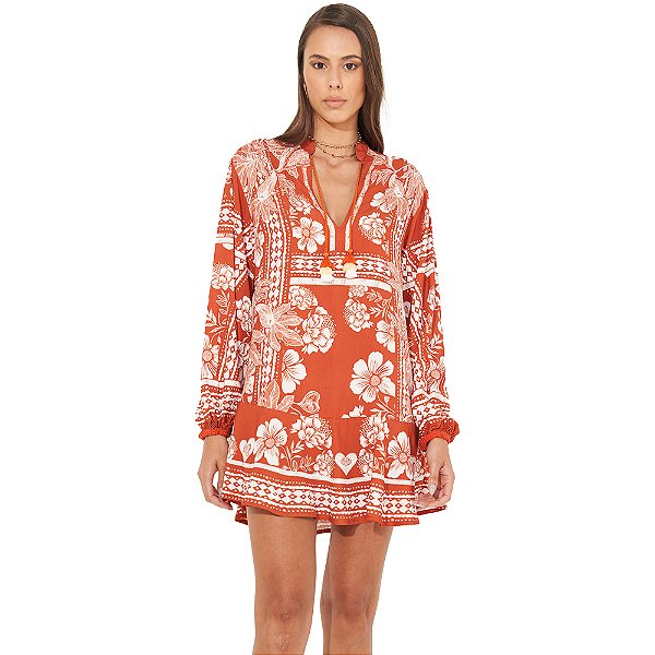 Vestido Colcci Estampado IN23 Laranja Feminino