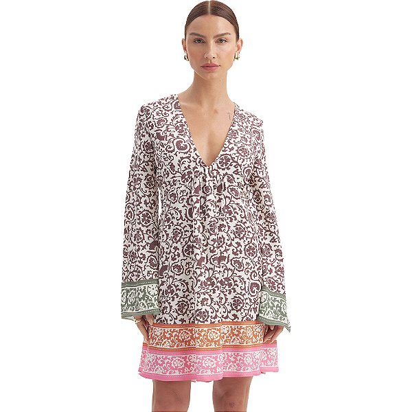 Vestido Curto Lança Perfume Flowers AI23 Off White Feminino