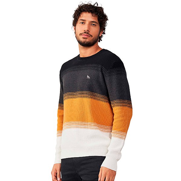Suéter Acostamento Tricot Multicolor IN23 Preto Masculino