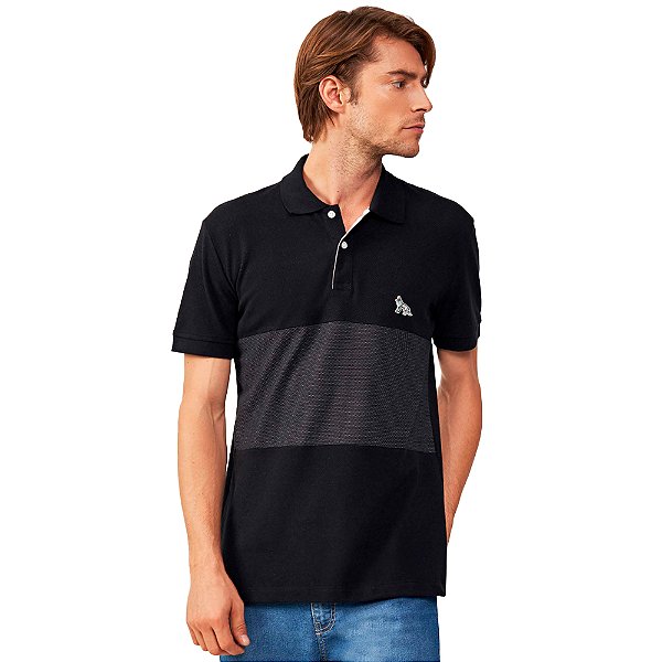 Camisa Polo Acostamento Detalhes IN23 Preto Masculino