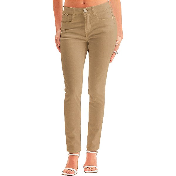 Calça Sarja Lança Perfume Diana High VE24 Bege Feminino
