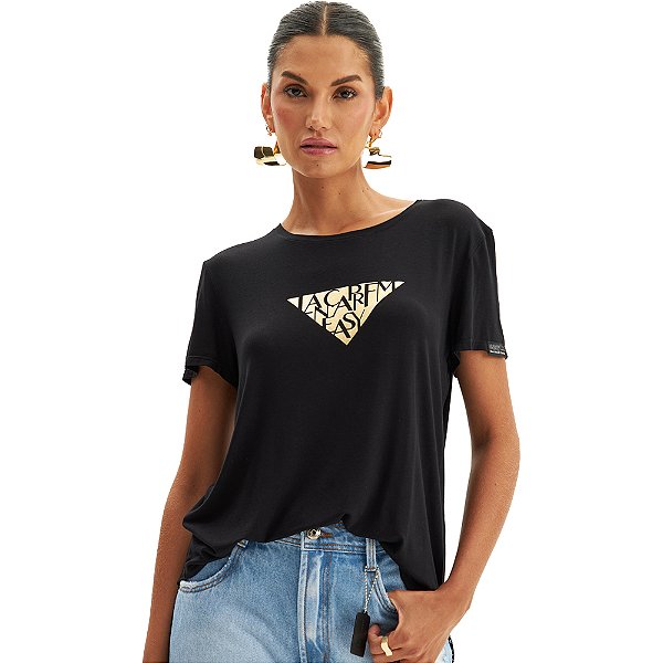Camiseta Easy Lança Perfume Estampado VE24 Preto Feminino