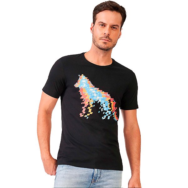 Camiseta Acostamento Wolf Geometric P24 Preto Masculino