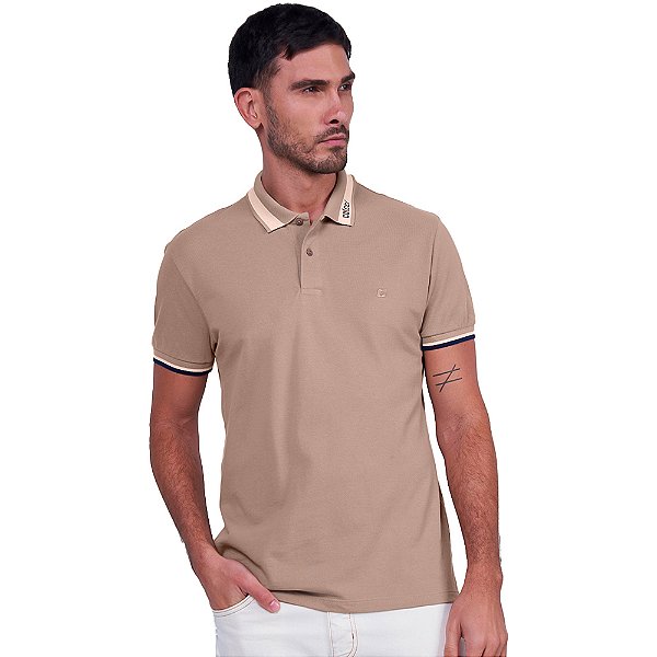 Camisa Polo Colcci Logo P24 Bege Masculino
