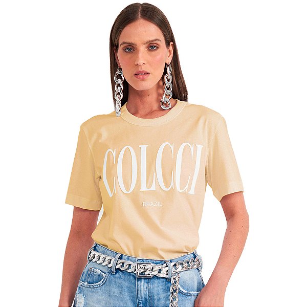 Camiseta Colcci Big Logo P24 Bege Feminino