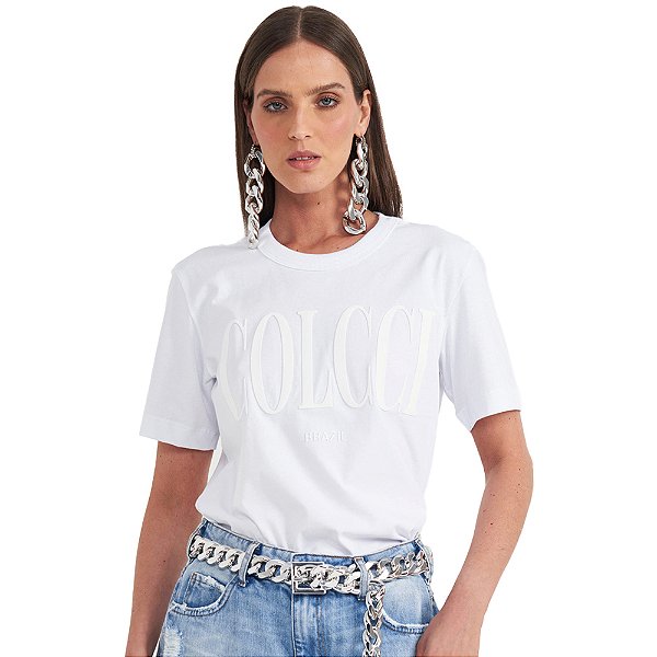 Camiseta Colcci Big Logo P24 Branco Feminino