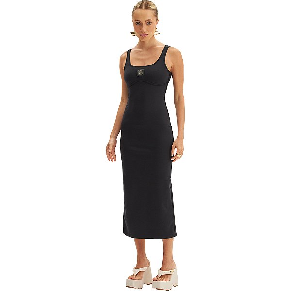Vestido Midi Easy Lança Perfume Alça VE24 Preto Feminino