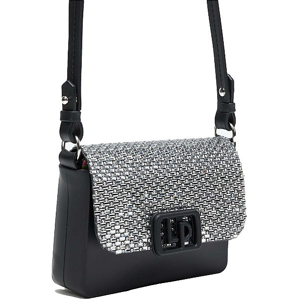 Bolsa Crossbody Lança Perfume Strass VE24 Preto Feminino