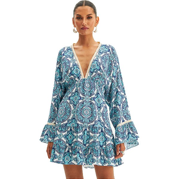 Vestido Curto Lança Perfume Ceramic VE24 Azul Feminino