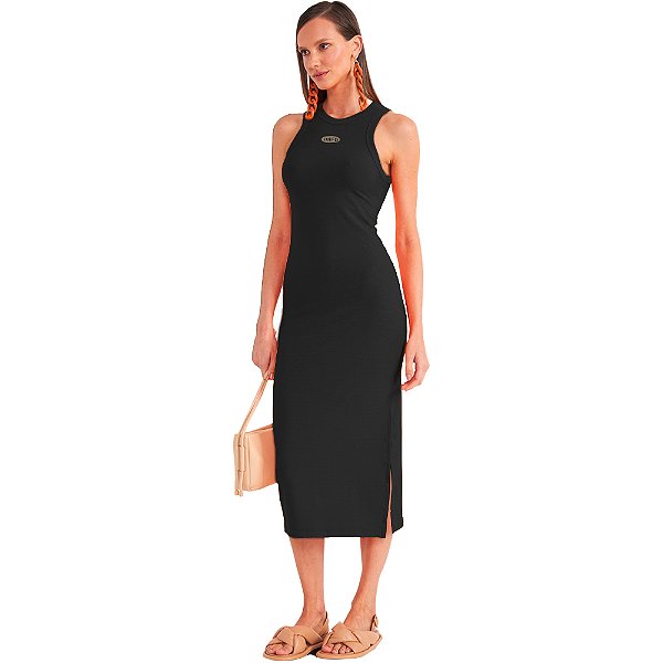 Vestido Colcci Canelado Slim P24 Preto Feminino