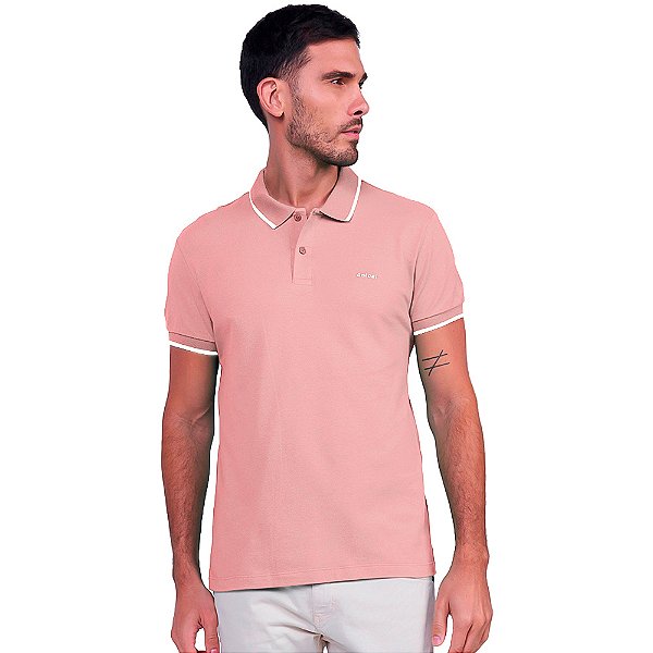 Camisa Polo Colcci Line P24 Rosa Masculino