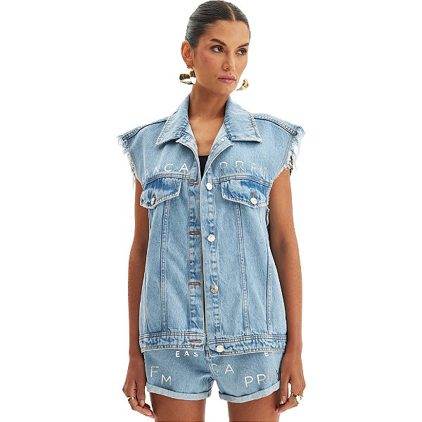 Colete Jeans Oversized Easy Lança Perfume VE24 Azul Feminino