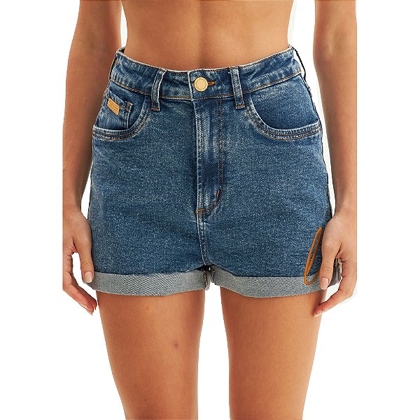 Shorts Jeans Mom Lança Perfume Super High VE24 Azul Feminino