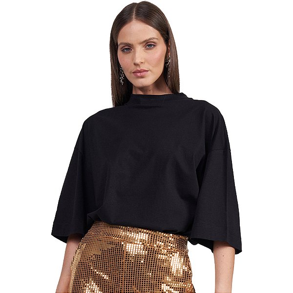 Camiseta Colcci Loose P24 Preto Feminino