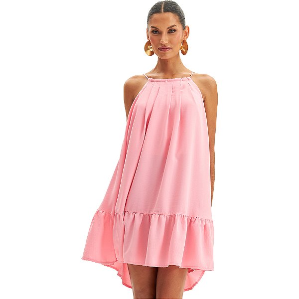 Vestido Curto Lança Perfume Evasê VE24 Rosa Feminino