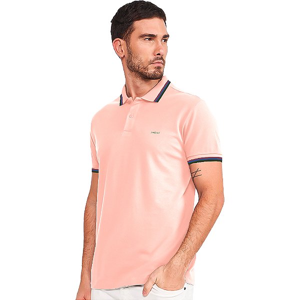 Camisa Polo Colcci Three Lines VE24 Rosa Masculino