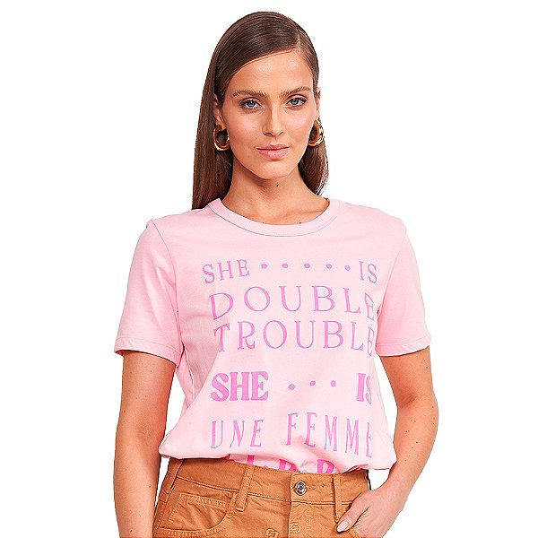 Camiseta Colcci Estampado VE24 Rosa Feminino