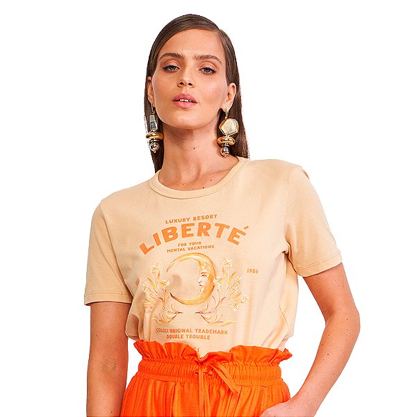 Camiseta Colcci Comfort VE24 Bege Feminino