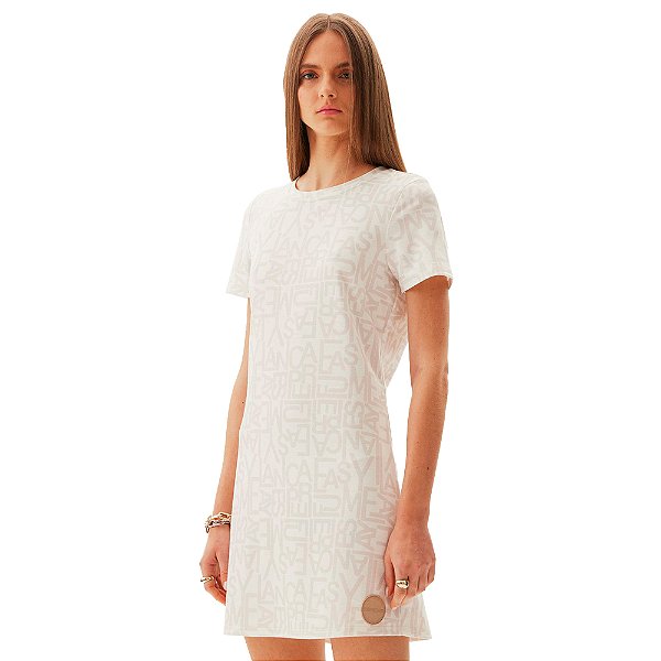 Vestido Easy Lança Perfume Logos AV24 Off White Feminino