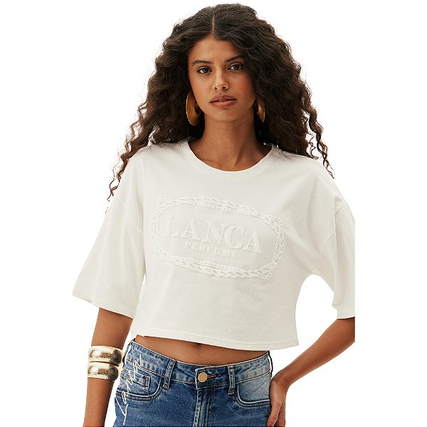 Camiseta Cropped Lança Perfume AV24A Off White Feminino