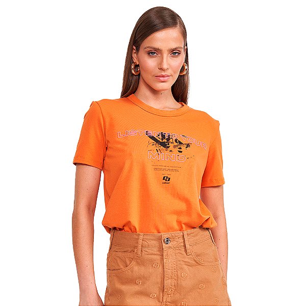Camiseta Colcci Comfort VE24 Laranja Feminino