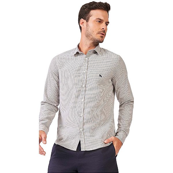 Camisa Acostamento Listrada P24 Marinho Masculino