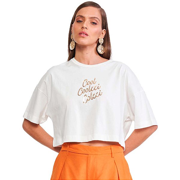 Camiseta Colcci Cool VE24 Off White Feminino