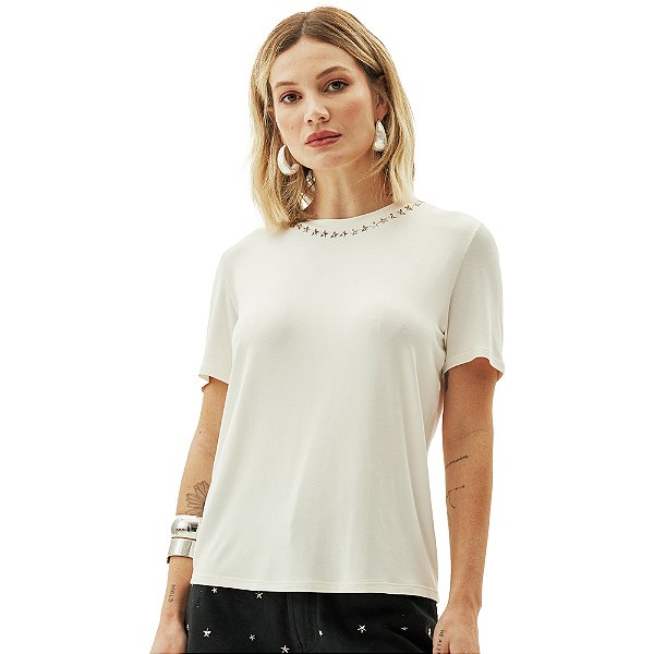 Camiseta Lança Perfume Metal Stars AV24 Off White Feminino