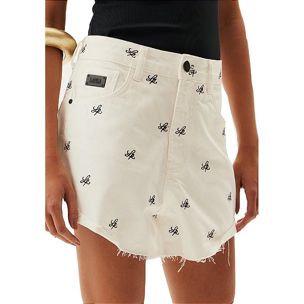 Short Sarja Lança Perfume Relaxed High AV24 Bege Feminino