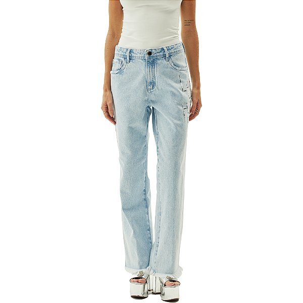 Calça Jeans Easy Lança Perfume Baggy High AV24 Azul Feminino