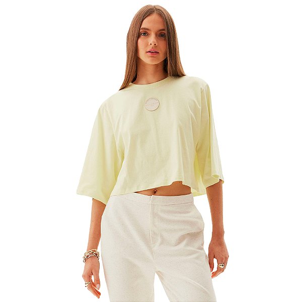 Camiseta Easy Lança Perfume Oversized AV24 Amarelo Feminino