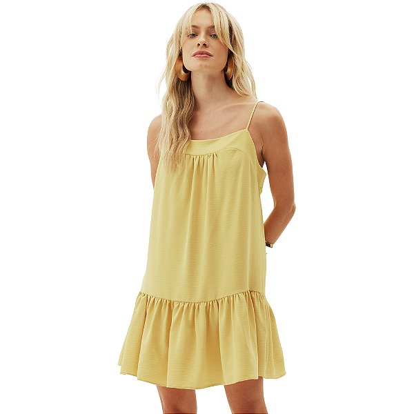 Vestido Curto Lança Perfume De Alça AV24 Amarelo Feminino