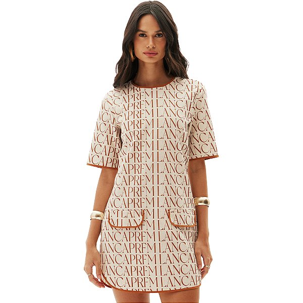 Vestido Curto Lança Perfume Signature AV24 Marrom Feminino