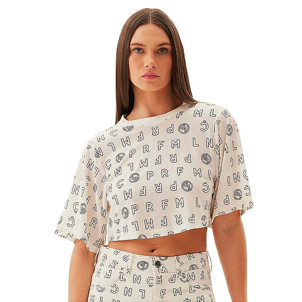 Camiseta Cropped Easy Lança Perfume AV24 Off White Feminino