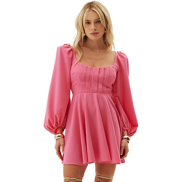 Vestido Curto Lança Perfume Fashion AV24 Rosa Feminino