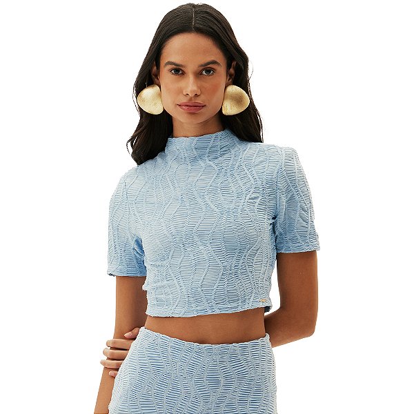 Blusa Lança Perfume Cropped AV24 Azul Feminino