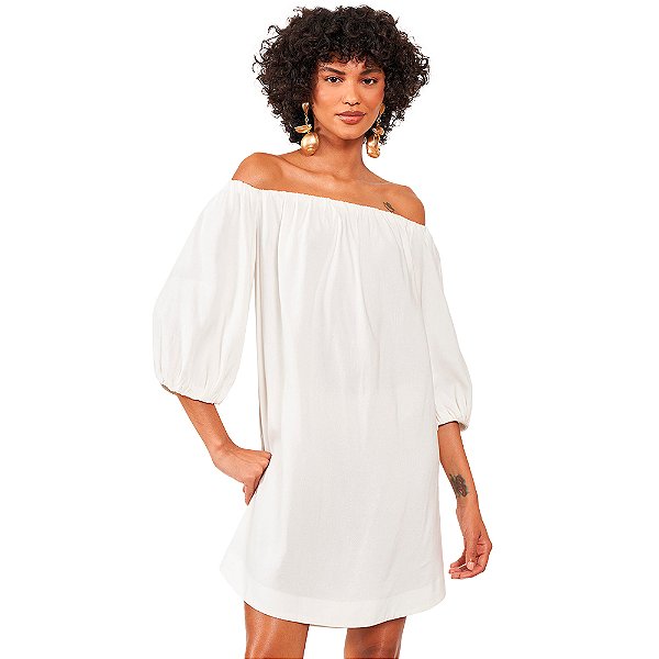 Vestido Linho Colcci Ombro a Ombro AV24 Off White Feminino