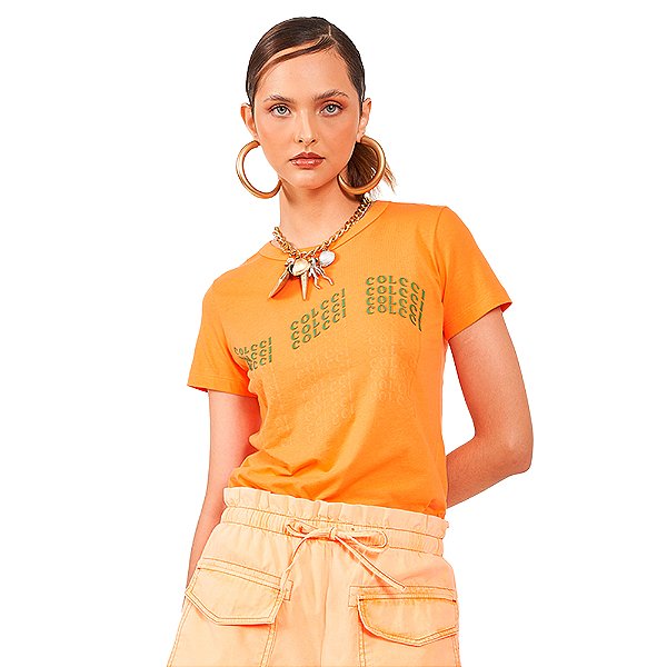 Camiseta Colcci Comfort AV24 Laranja Feminino