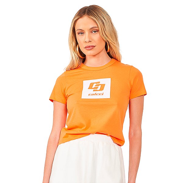 Camiseta Colcci Big Logo AV24 Laranja Feminino