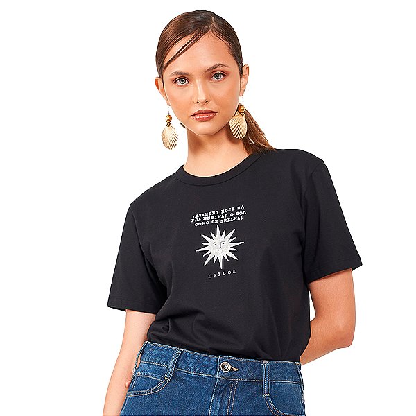 Camiseta Colcci Sun AV24 Preto Feminino