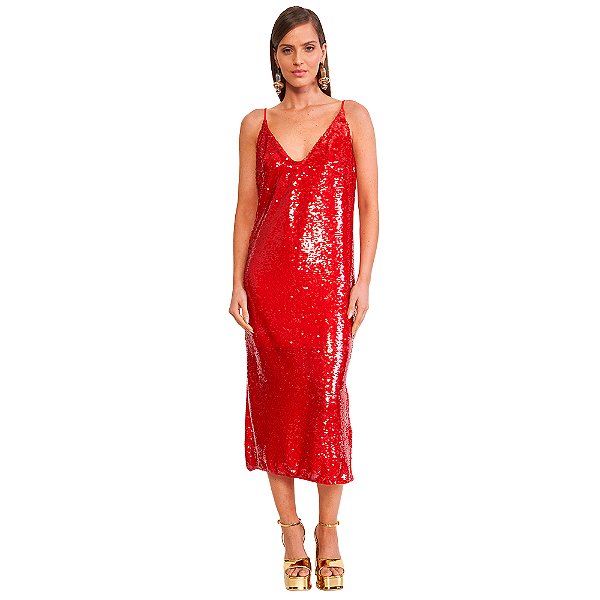 Vestido Paetê Colcci VE24 Vermelho Feminino