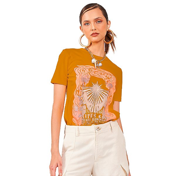 Camiseta Colcci Comfort AV24 Amarelo Feminino