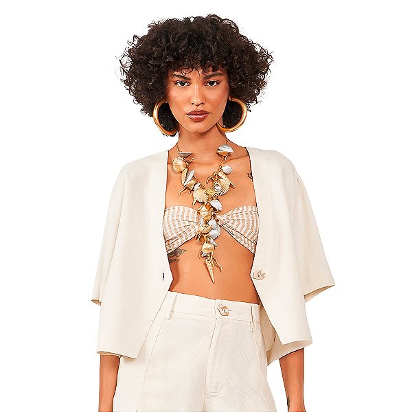 Blusa Linho Colcci Loose AV24 Bege Feminino