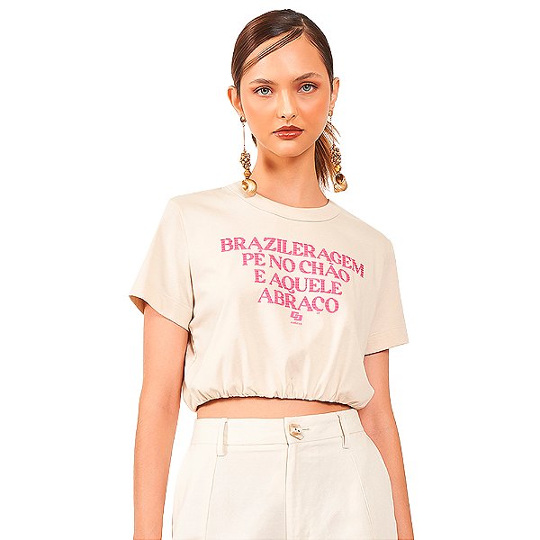 Camiseta Colcci Hugs AV24 Off White Feminino