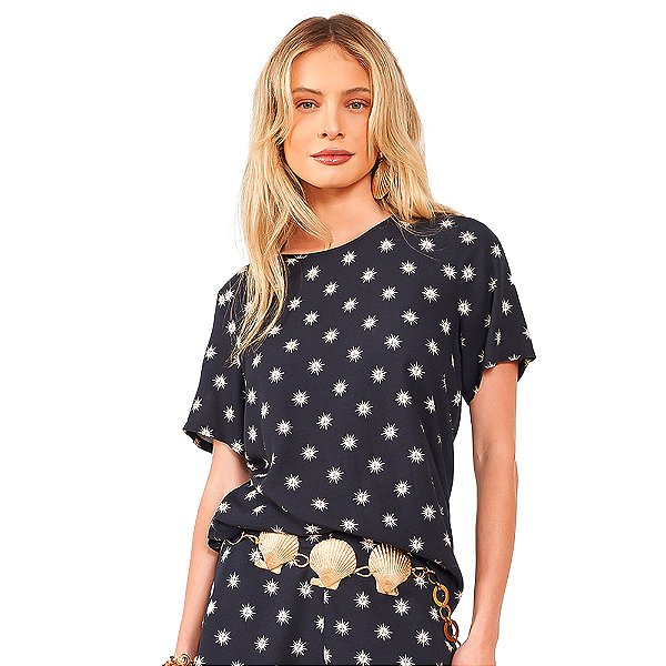 Camiseta Colcci Estampado AV24 Preto Feminino
