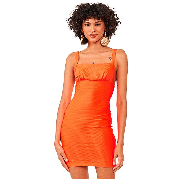 Vestido Colcci Canelado AV24 Laranja Feminino