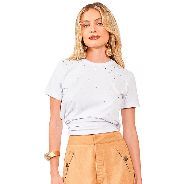 Camiseta Colcci Com Aplicação AV24 Branco Feminino