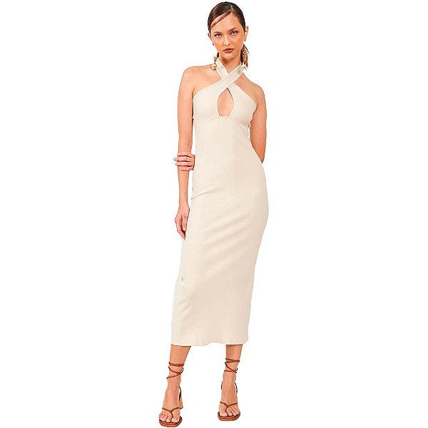 Vestido Colcci Canelado Slim AV24 Bege Feminino
