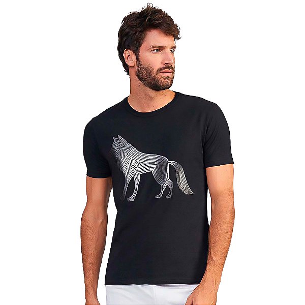 Camiseta Acostamento Modern Wolf VE24 Preto Masculino