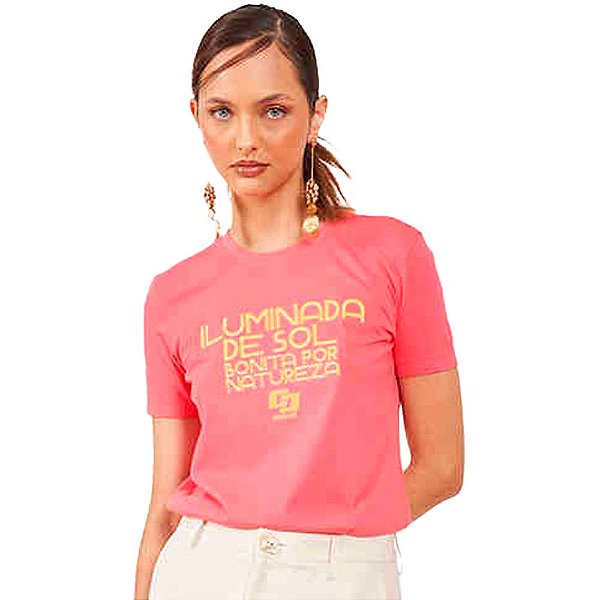 Camiseta Colcci Bordada AV24 Rosa Feminino